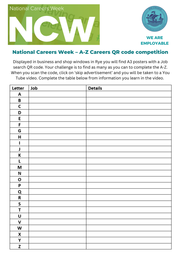 Image of Careers QR Competition Form 